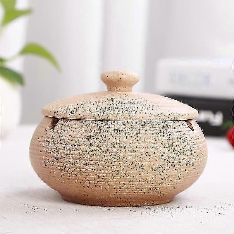Ceramic Ashtray With Windproof Lid For Indoor Outdoor
