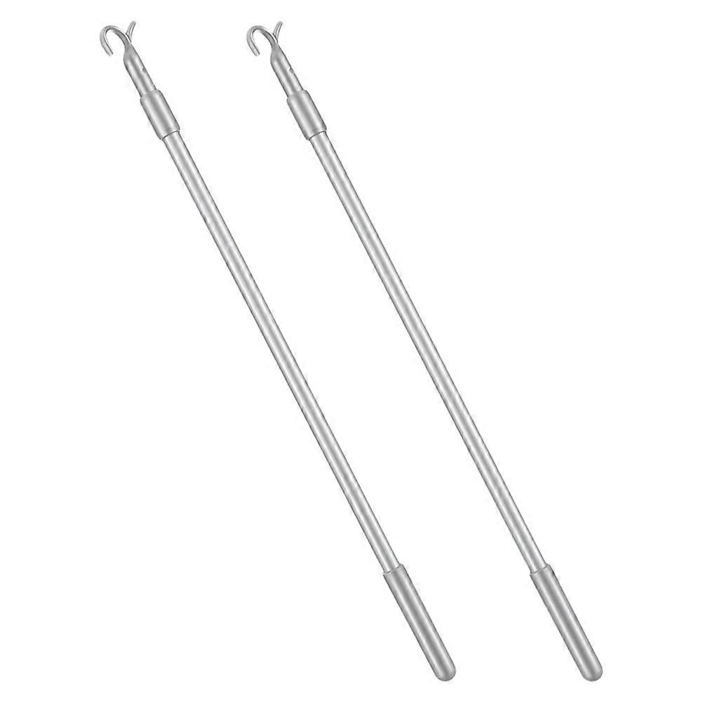 Aluminum Alloy Telescopic Curtain Rods For Home Users Smooth Operation Adjustable Length Silver 2Pcs