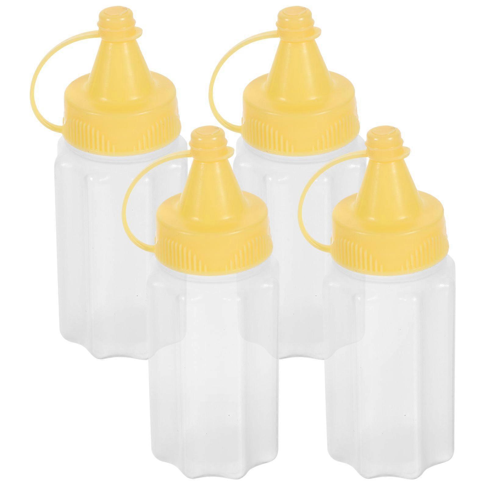 4 pcs Mini Condiment Squeeze Bottle Ketchup Bottle Small Mustard Bottle for Salad Dressing