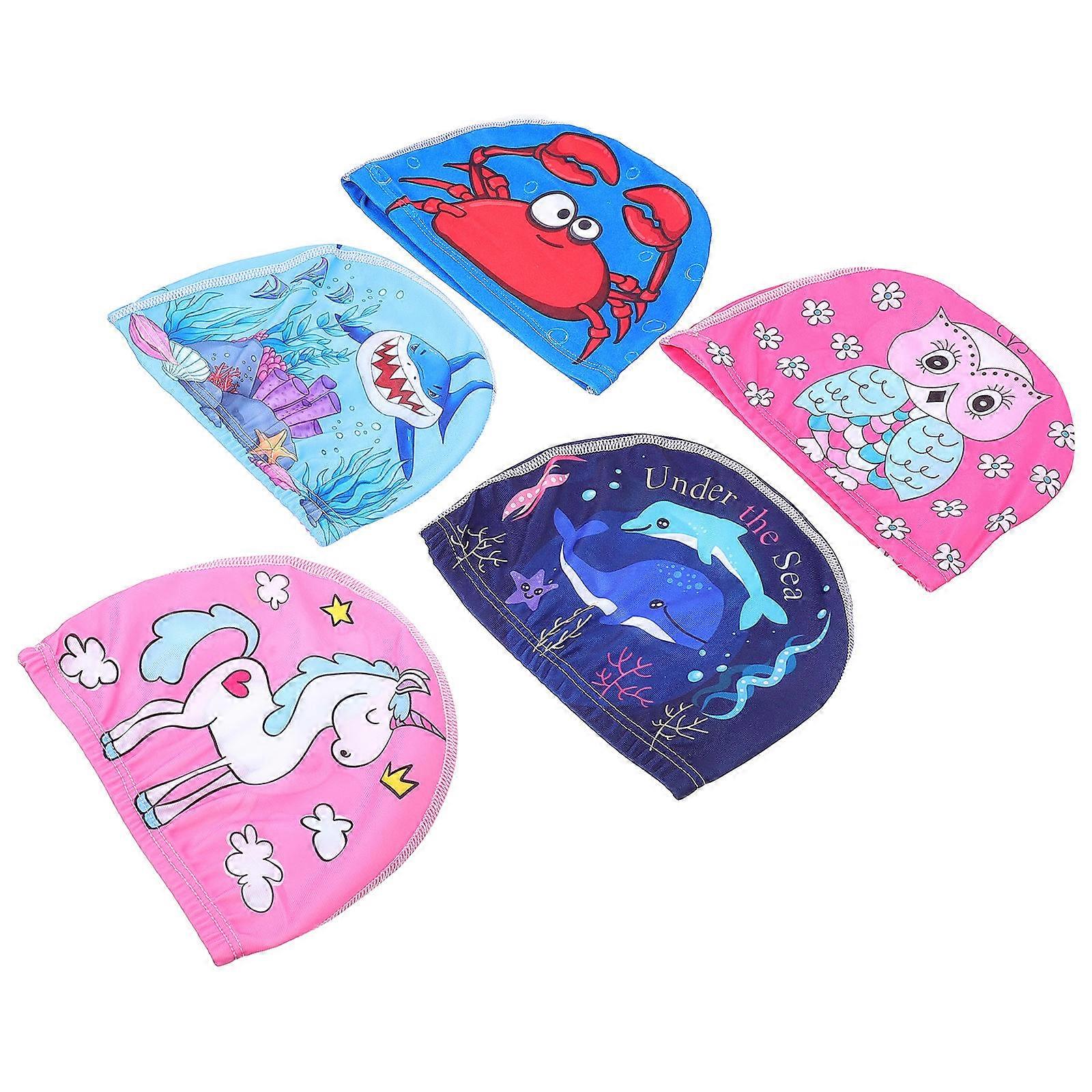 Children Swim Hats Wear-Resistant Swimming Caps for Decoration 5Pcs Assorted Color