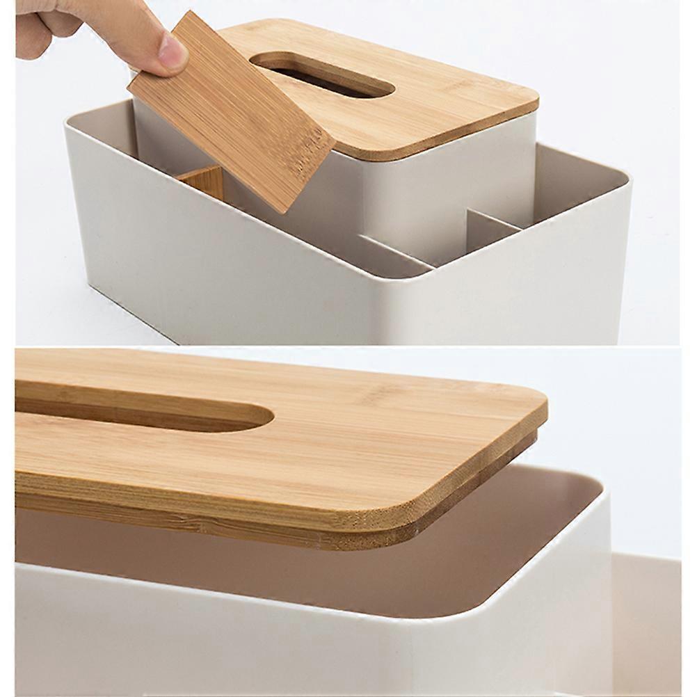 Wooden Tissue Box for Holding Paper Multi-Function Storage Container