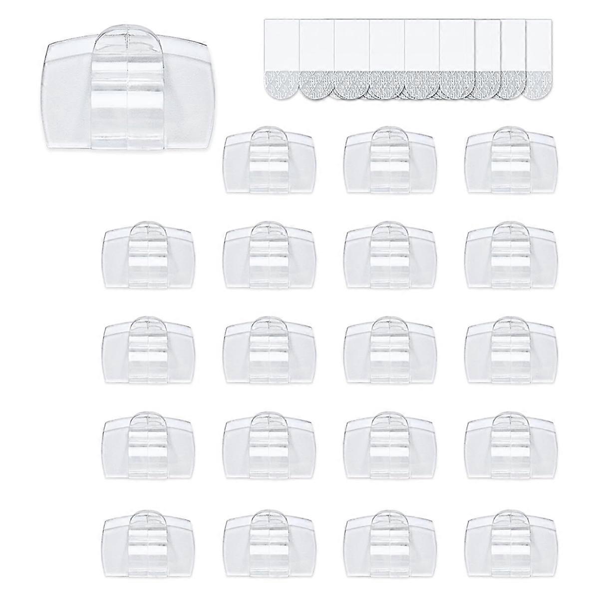 Indoor Large Clear Cord Clips with Adhesive Strips, Damage-Free Wall Hooks 40 Clips+48 Strips