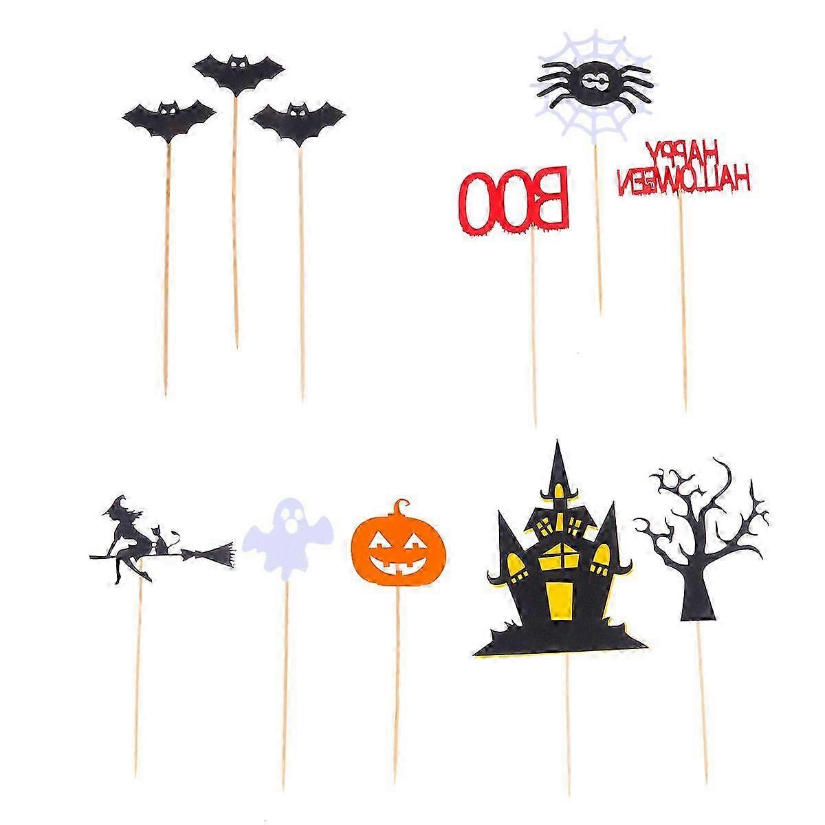 Assorted Color Halloween Dessert Toppers Ideal For Cupcakes And Muffins During Festive Occasions 11Pcs
