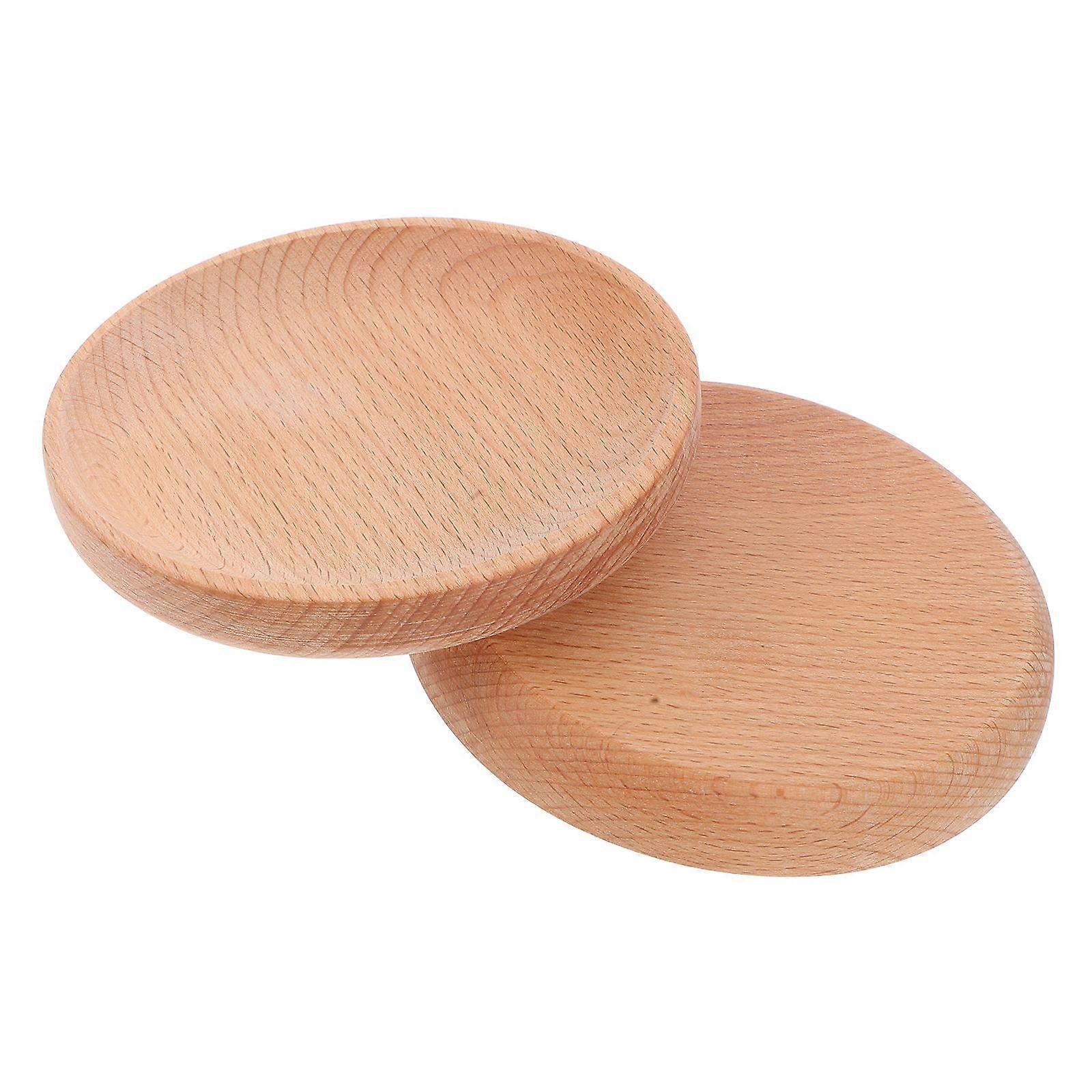 2Pcs Appetizer Plates Wooden Round Shape Serving Plate Durable Serving Platter