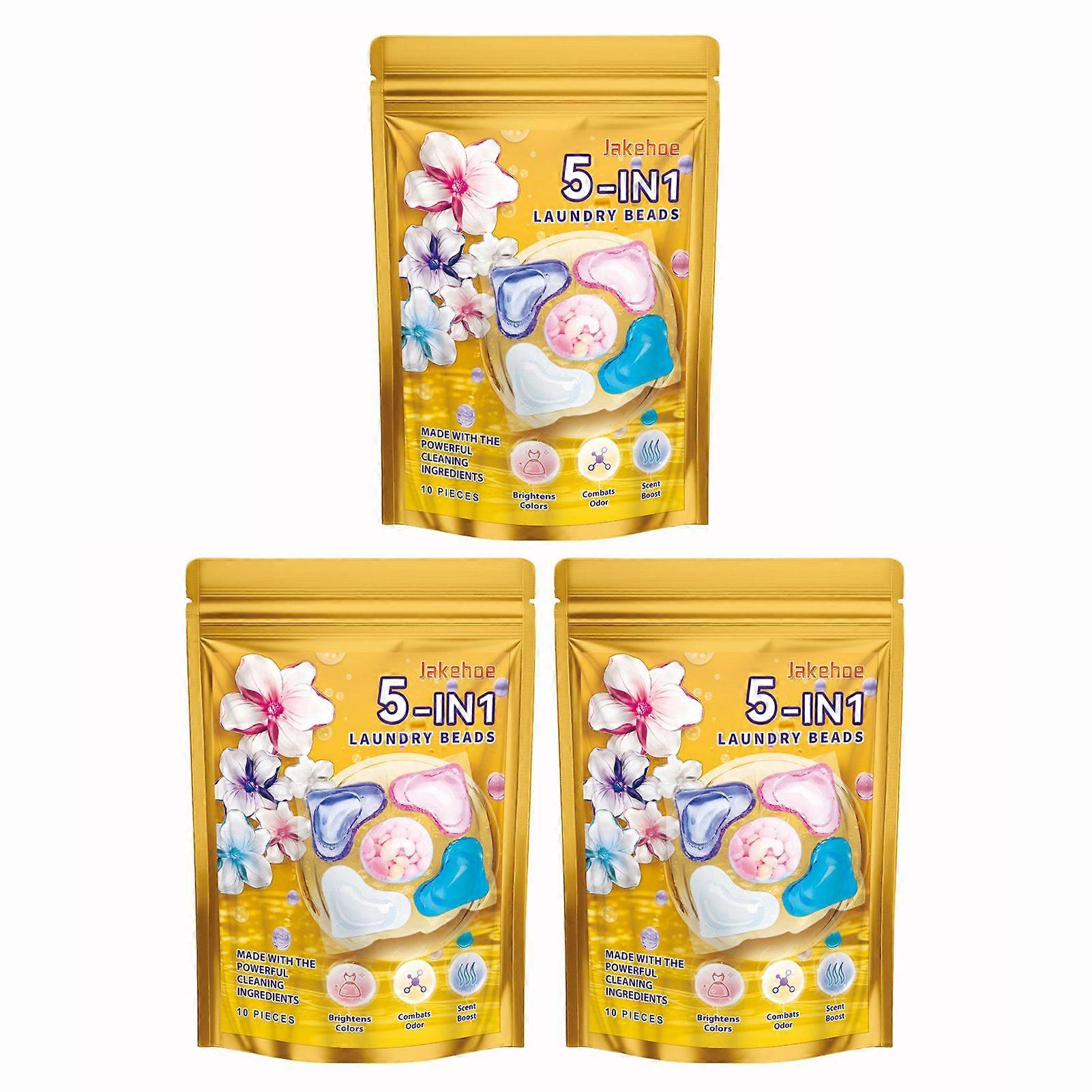 10pcs 5-in-1 Laundry Pods for Clothes Strong Stain Removal, Long-Lasting Freshness & Fabric Softening for Daily Family Laundry