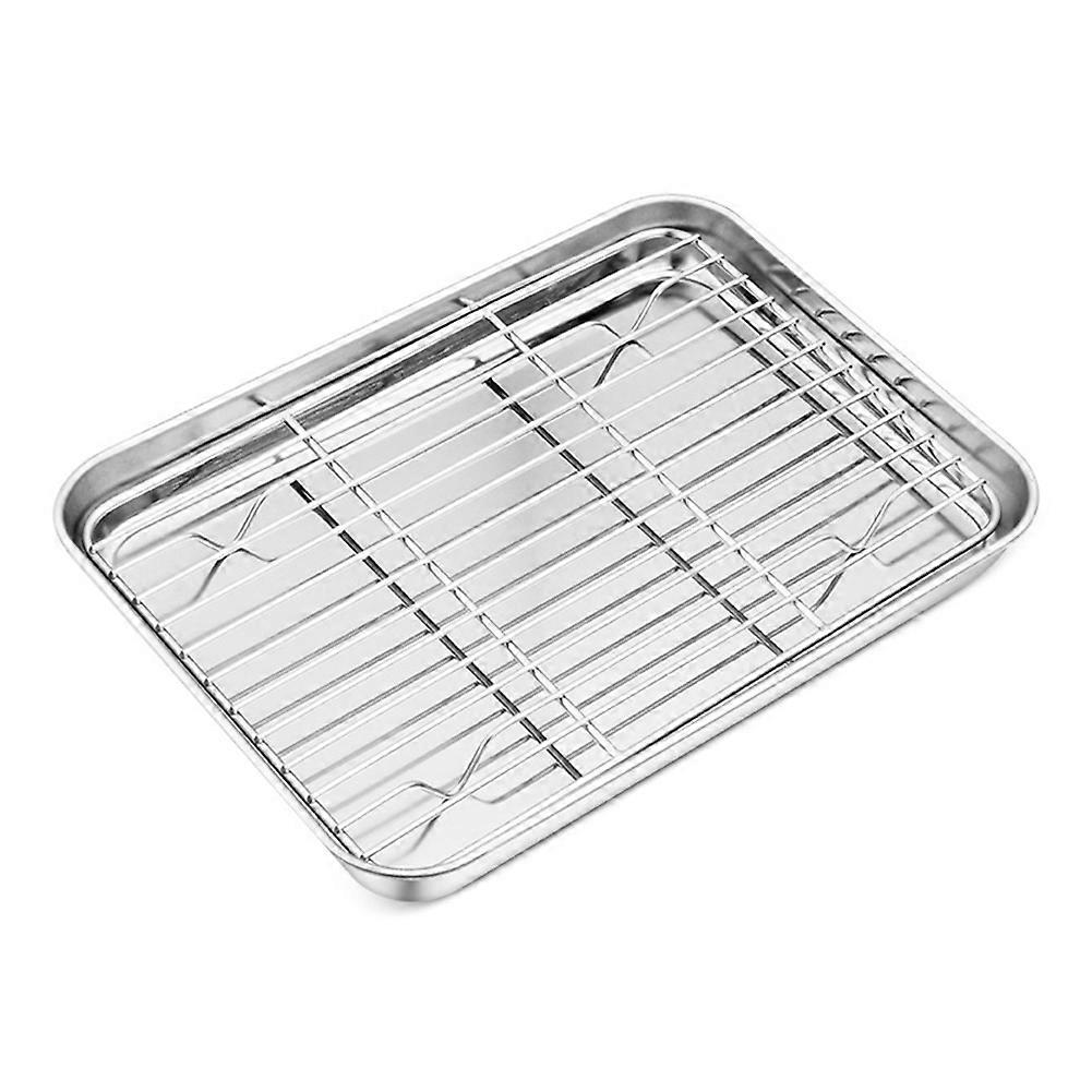 Stainless Steel Baking Tray with Removable Cooling Rack BBQ Tray,C