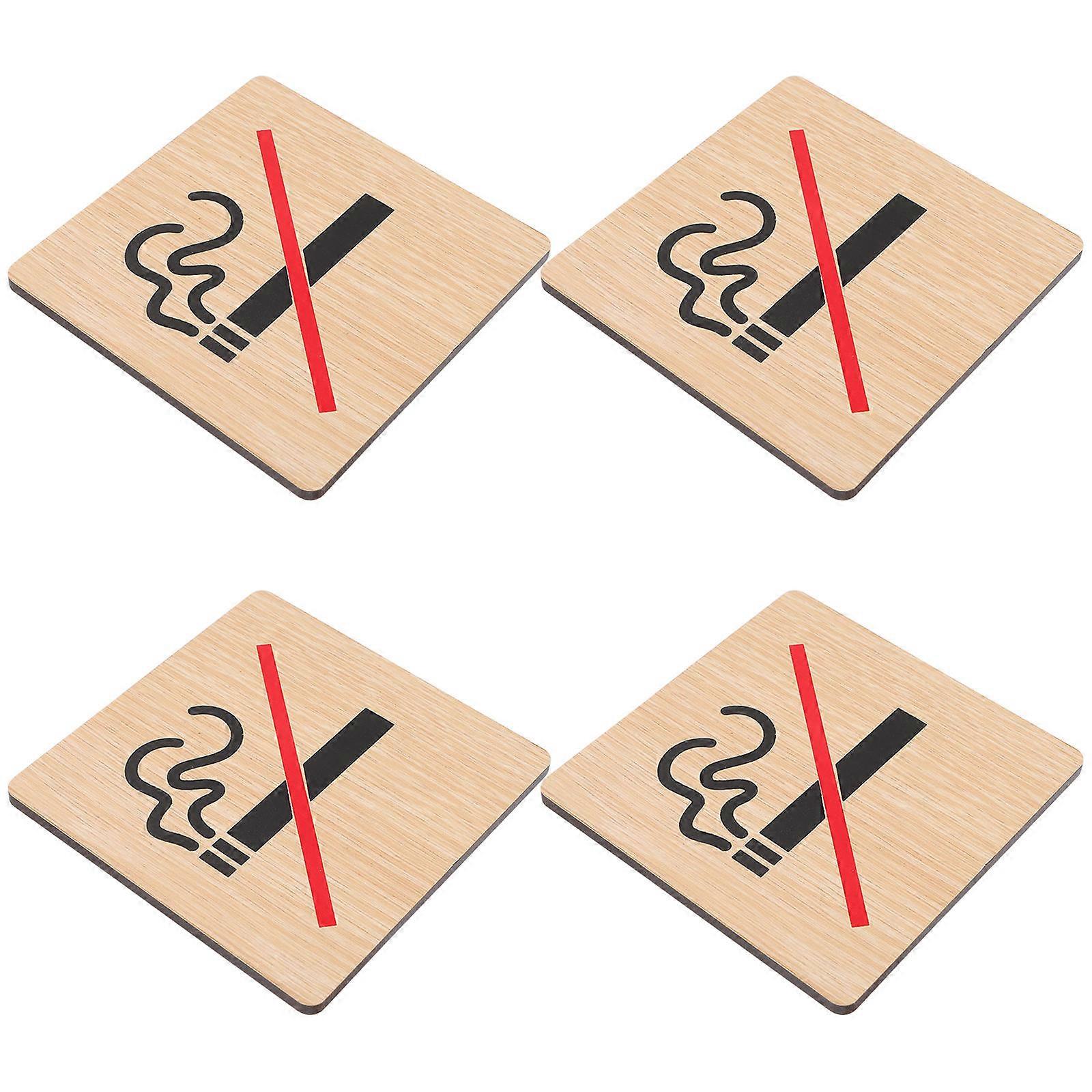 No Smoking Warning Sign Wood No Smoking Boards for Public Use 16Pcs
