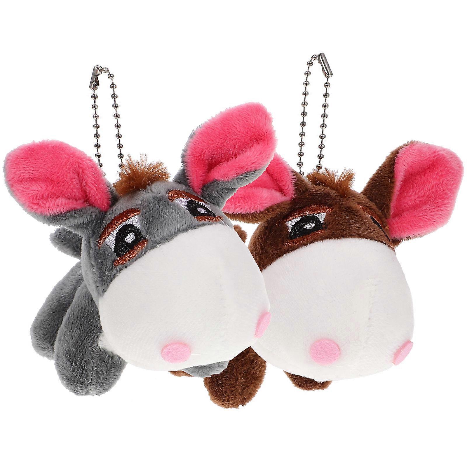 Plush Donkey Keychain 8Pcs Grey Soft PP Cotton Unique Gift for Stroller Use