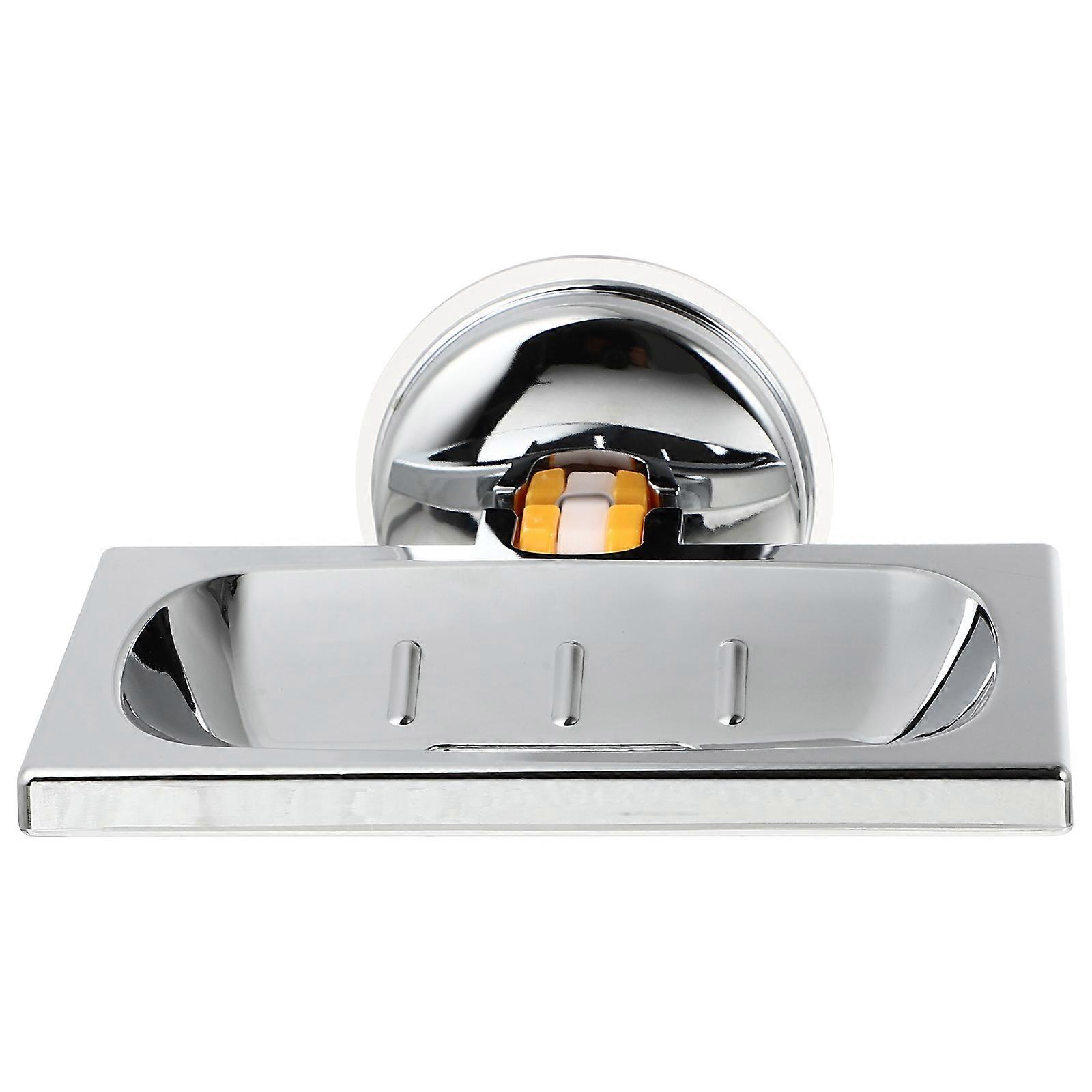 Bath Soap Holder Drainage Square Shape 14X13CM Silver 1Set