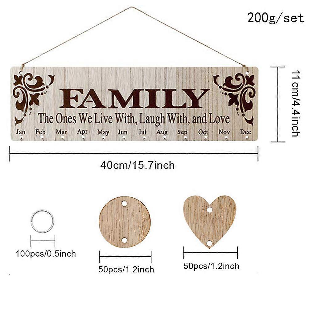 Beige Heart-Shaped Wooden Pendant Calendar Notice Board Ideal For Wall Hanging 1 Set