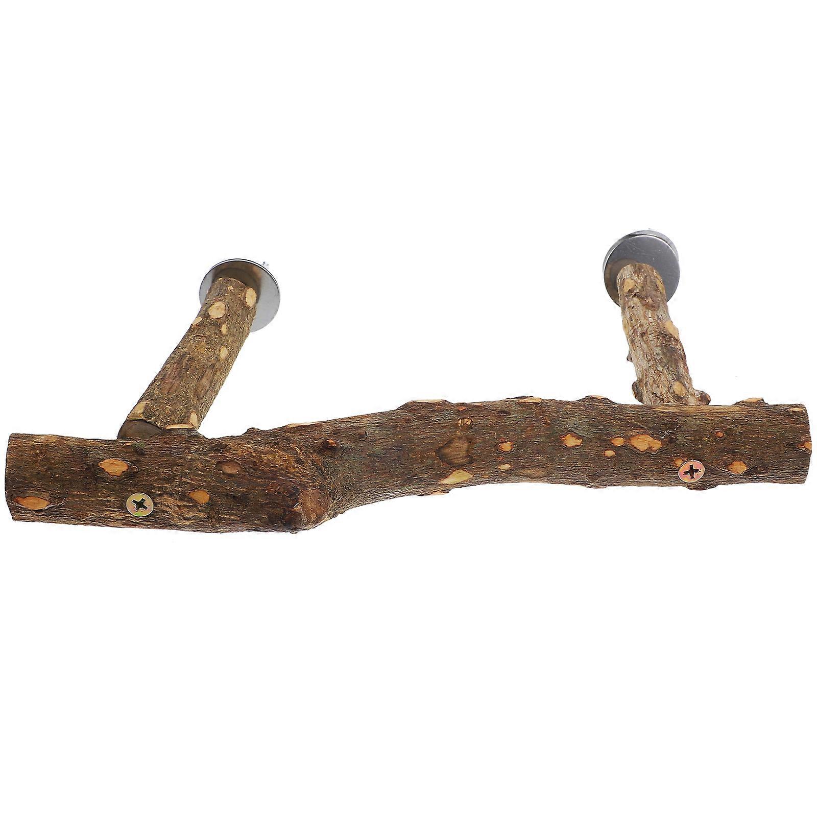 Bird Stand Perch Toy For Parrots Indoor Play Brown Wooden Branch 2 Sets