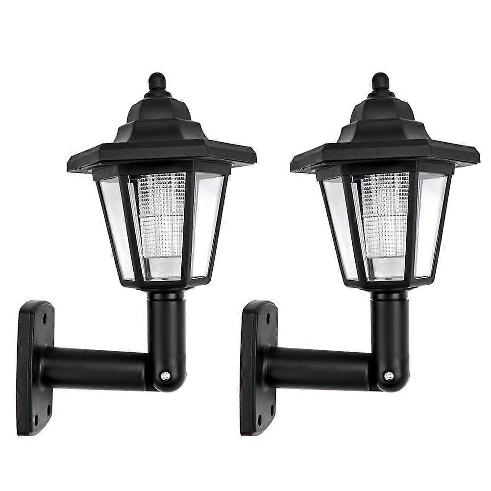Wall Mounted Solar Powered Wall Light Hexagonal Lantern for Yard 2Pcs