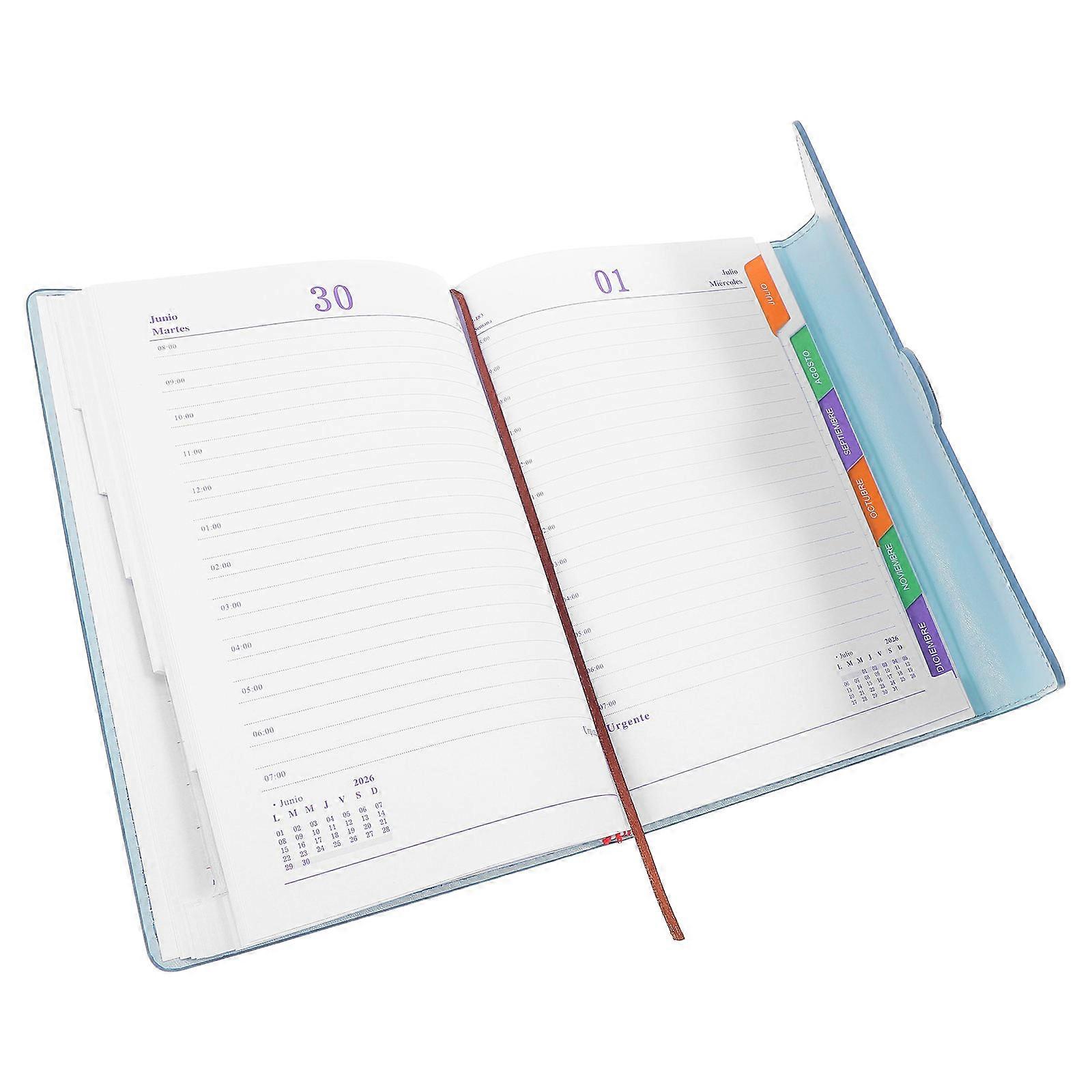 A5 Sky-Blue Portable Planner Notebook With Pu Cover For Work Study Daily Planning 3Pcs