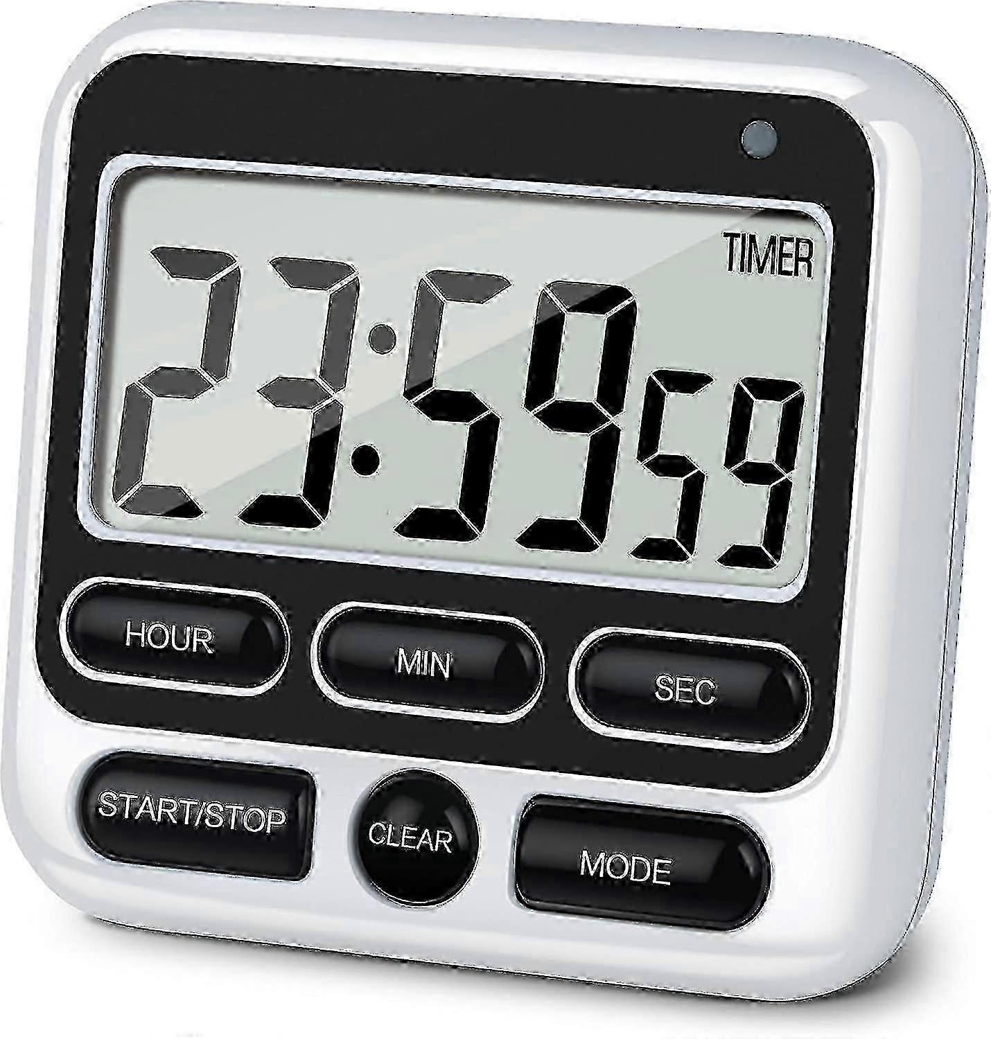 2024 Digital Kitchen Timer With Silent/loud Alarm On/off Switch, 12 Hour Clock And Alarm, Memory Function