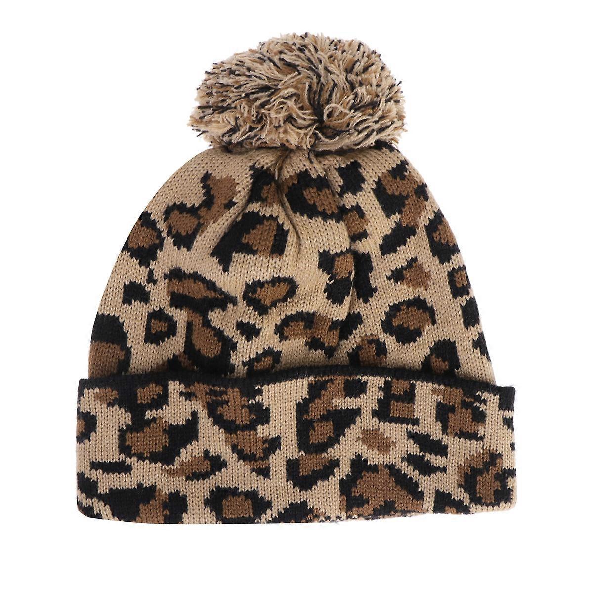 Knitted Hat 1Pcs Khaki for Winter Featuring Leopard Charm and Warmth