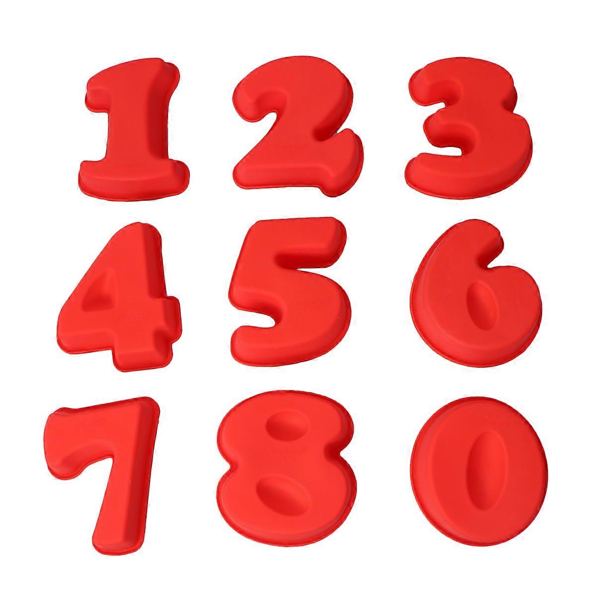 Baking Cake Silicone Mold Number 0-8 for Baking Use 18Pcs Red Nonstick