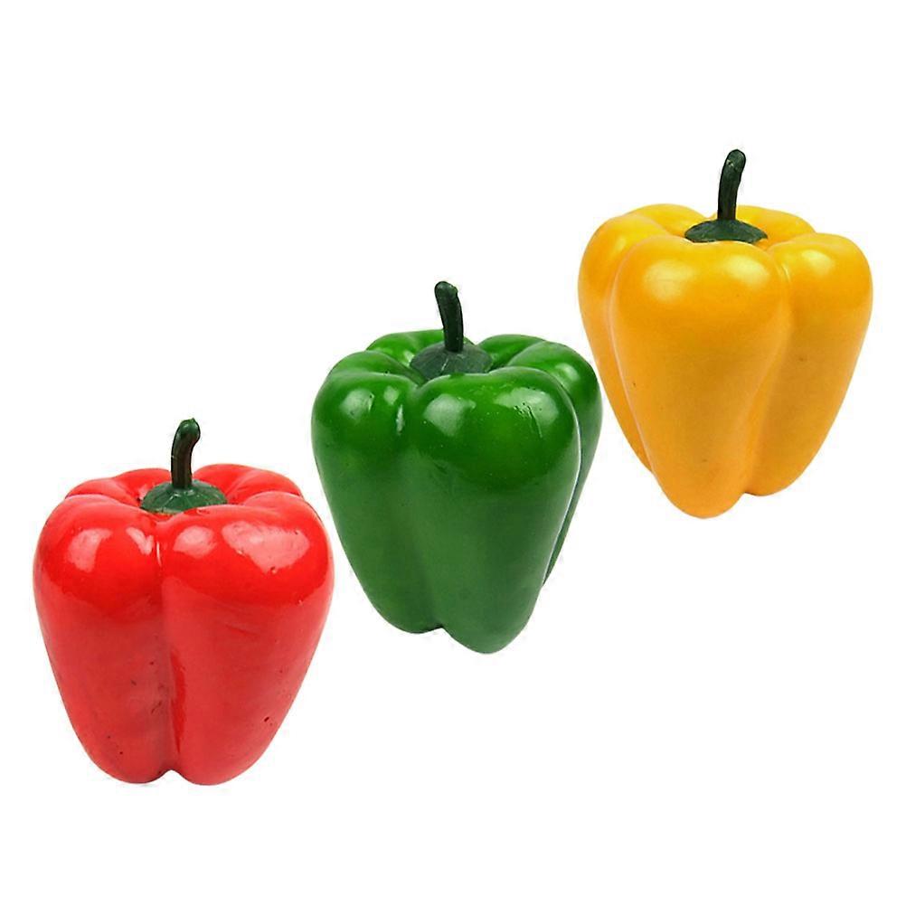 Green Pepper Lifelike Vegetable Model for Decoration 3Pcs Set