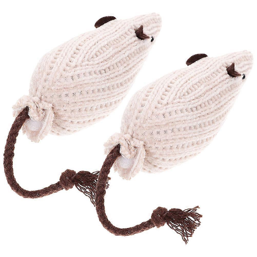 2Pcs Cartoon Mouse Shape Catnip Toys Plush Doll For Kittens Indoor Entertainment Safe Lightweight Chew Toys