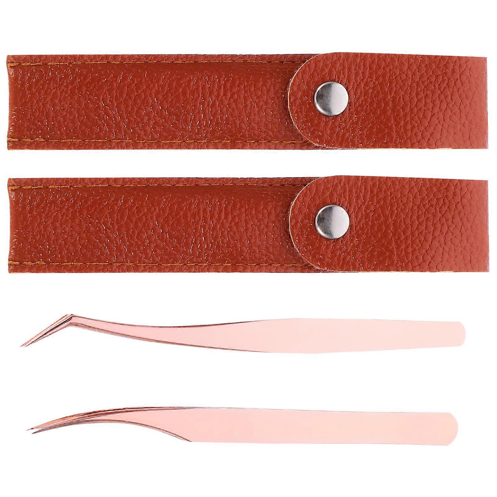 Precision Lash Tweezers Set 4Pcs For Eyelash Extensions Dolphin-Shaped And Curved In Rose Gold Perfect For Selecting Eyelashes