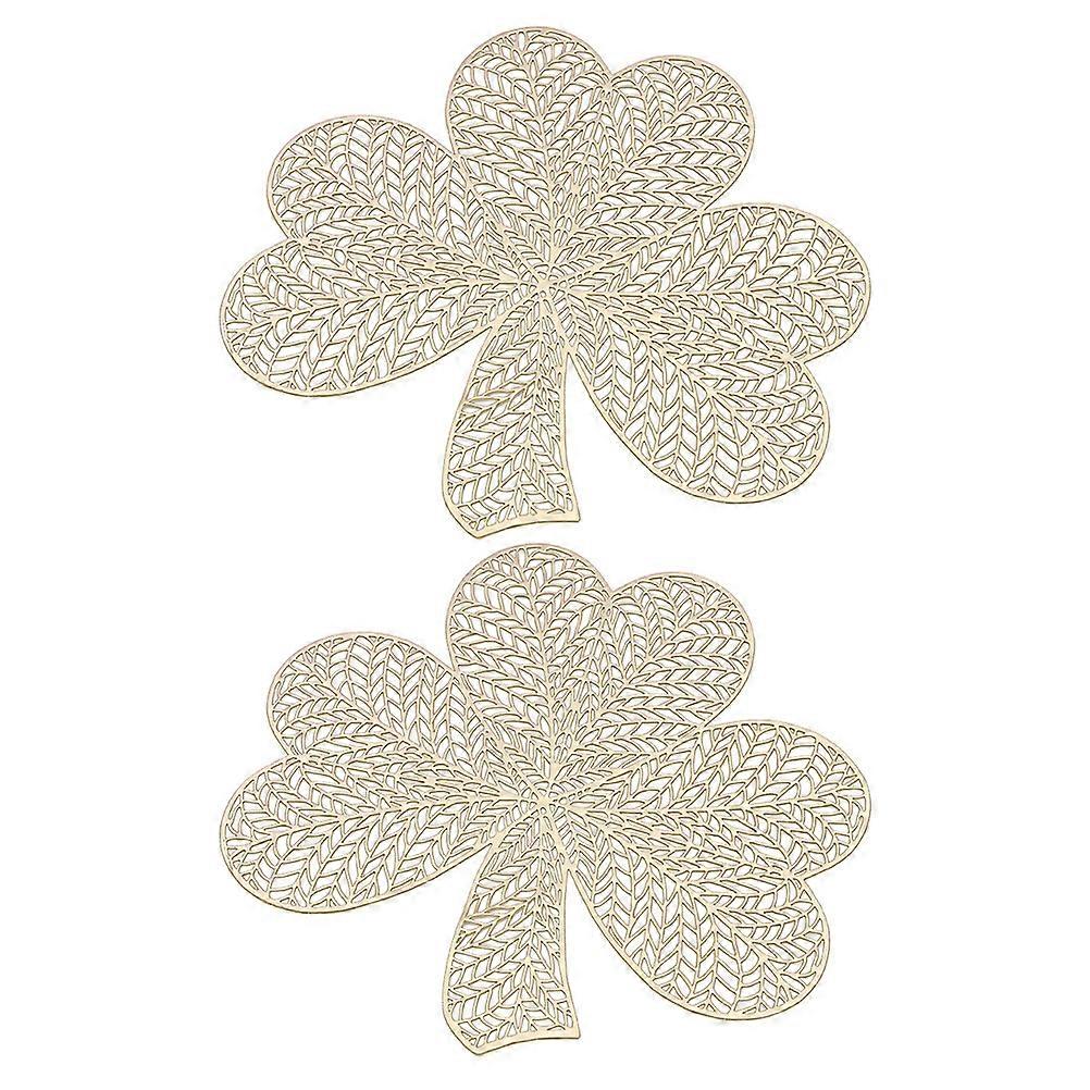 Golden PVC Decorative Table Mats 4Pcs for Home Dining Use