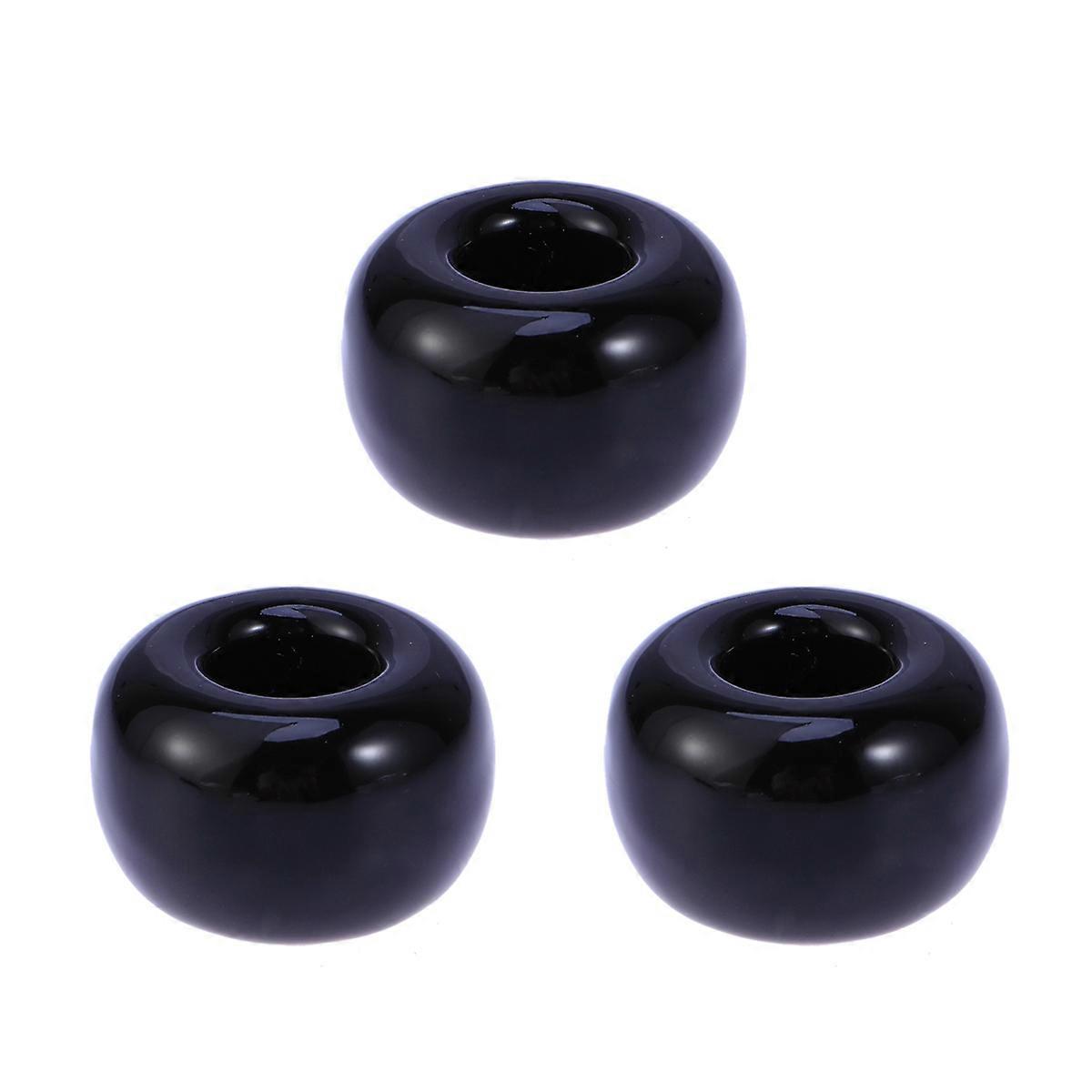 Ceramics Toothbrush Holder Black Round Toothbrush Base for Storage 9Pcs