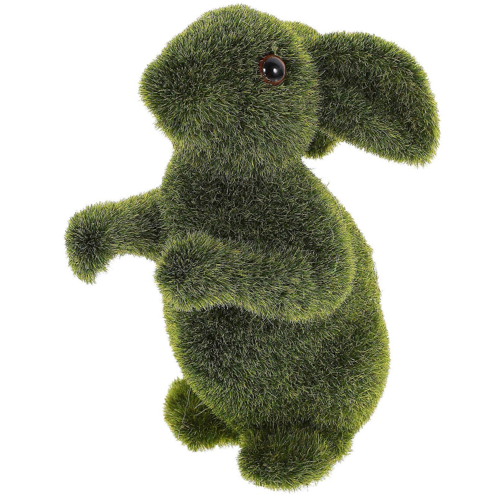 Green Flocked Rabbit Decor for Easter Use 4Pcs Bunny Figurine Set