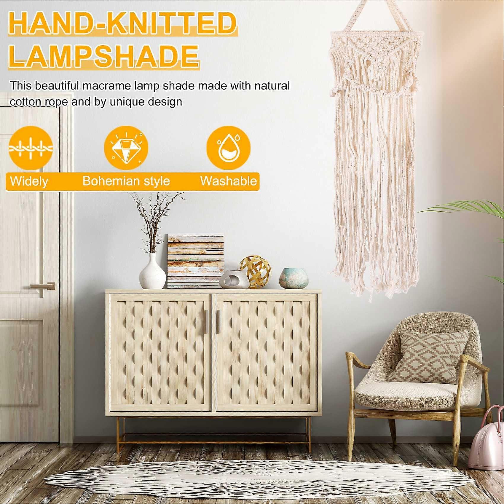 Lustre Boho Tecido à Mão com Abajur Pendurado e Mandala