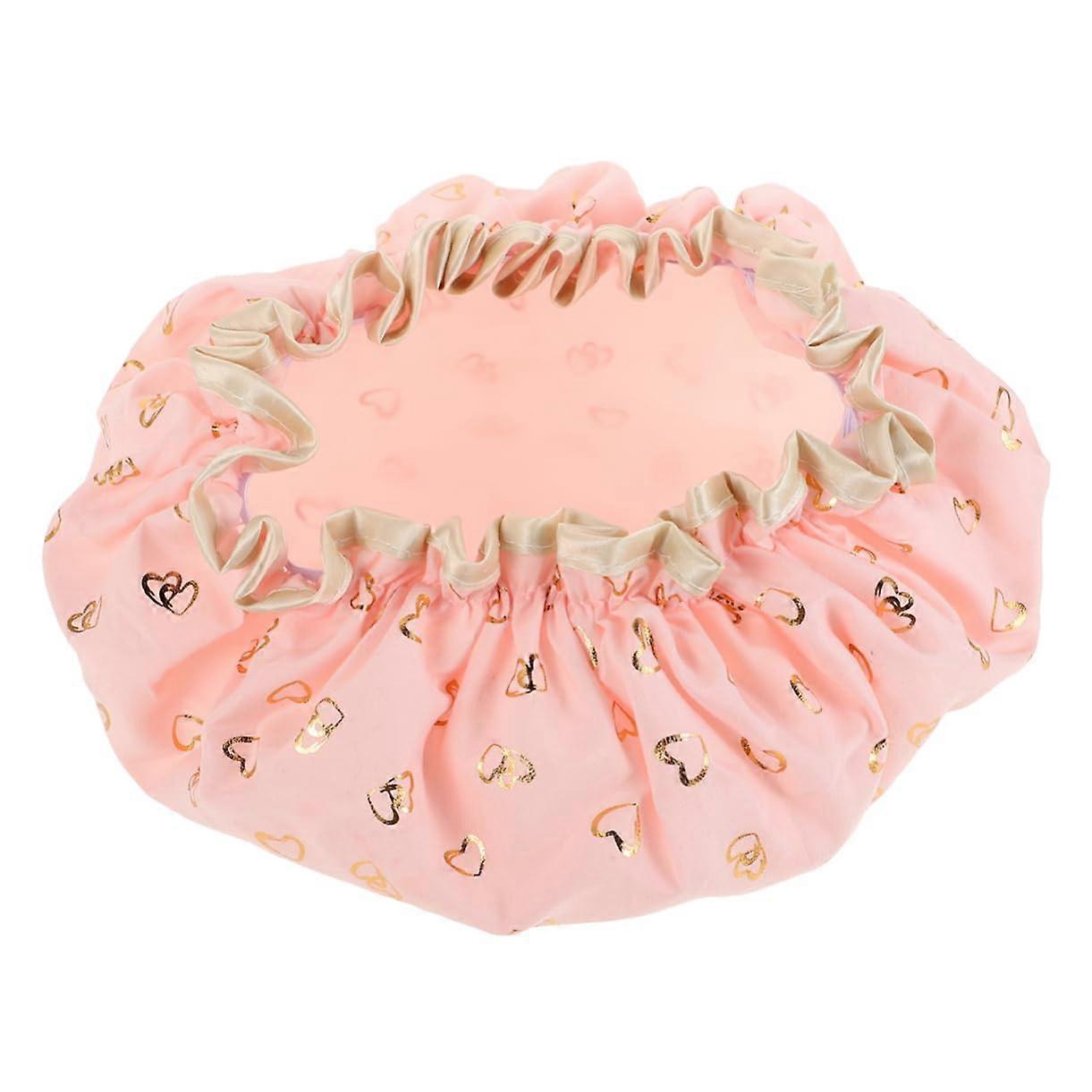 Double Layer Polyester Cotton Shower Cap Reusable Hair Bonnet For Women With Elastic Band Soft Comfortable Bathing Cap Long Hair Sleeping