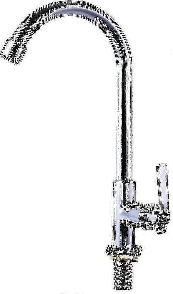 Cold Water Sink Faucet Single Handle One Hole High Arc Deck Mount Stainless Steel Bar Faucet