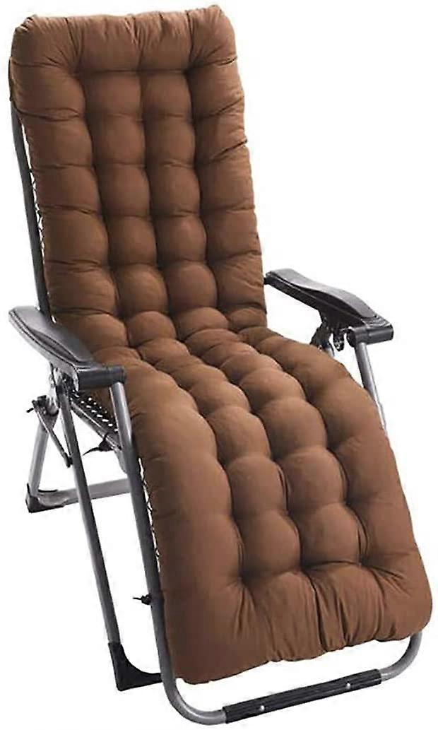 Chair Cushions Thick Sun Lounger Cushion Travel Recliner Mat With Fixing Tie For Garden Patio Brown 150 X 48 X 8 Cm