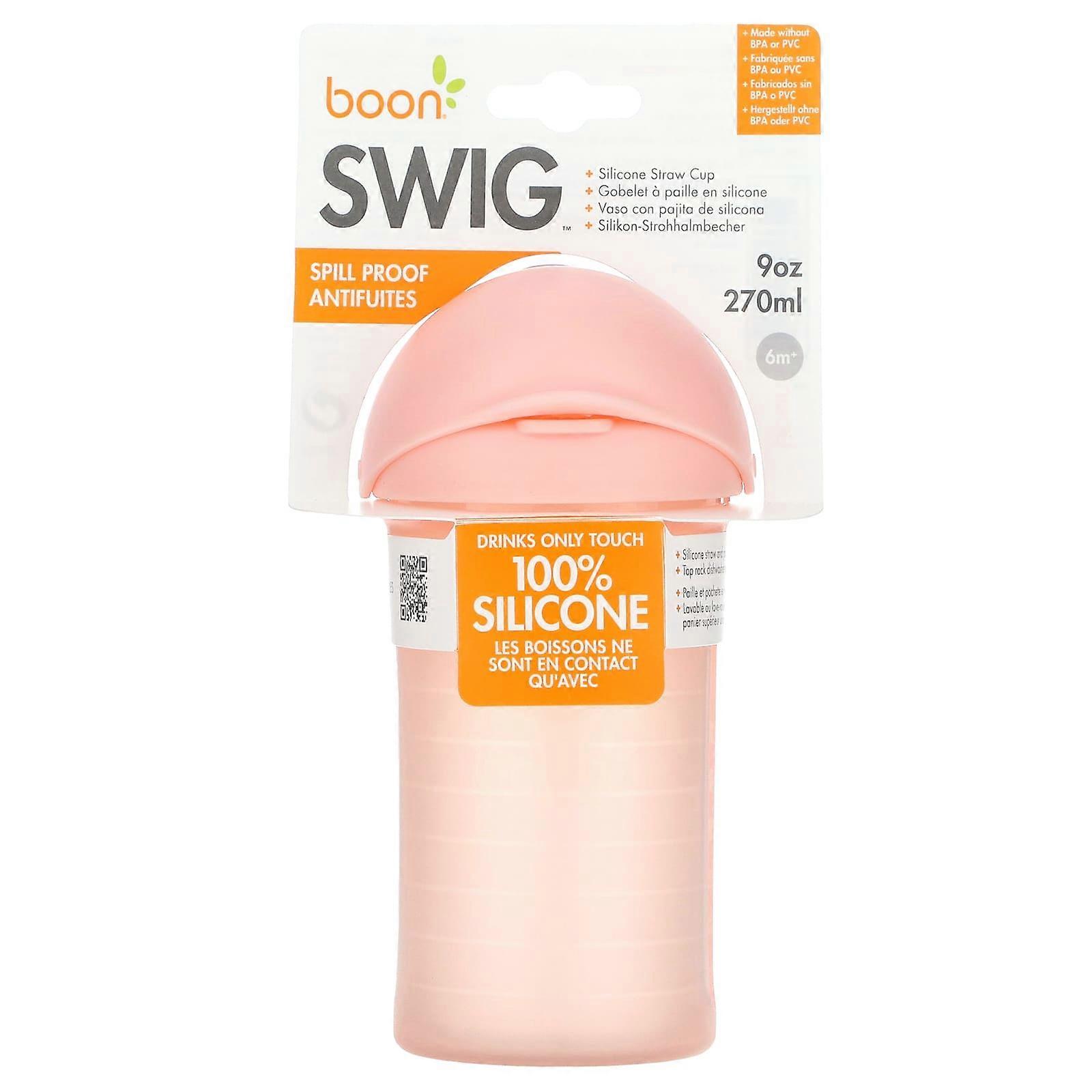 Swig Silicone Straw Cup, 6m+, Pink, 9 oz (270 ml)