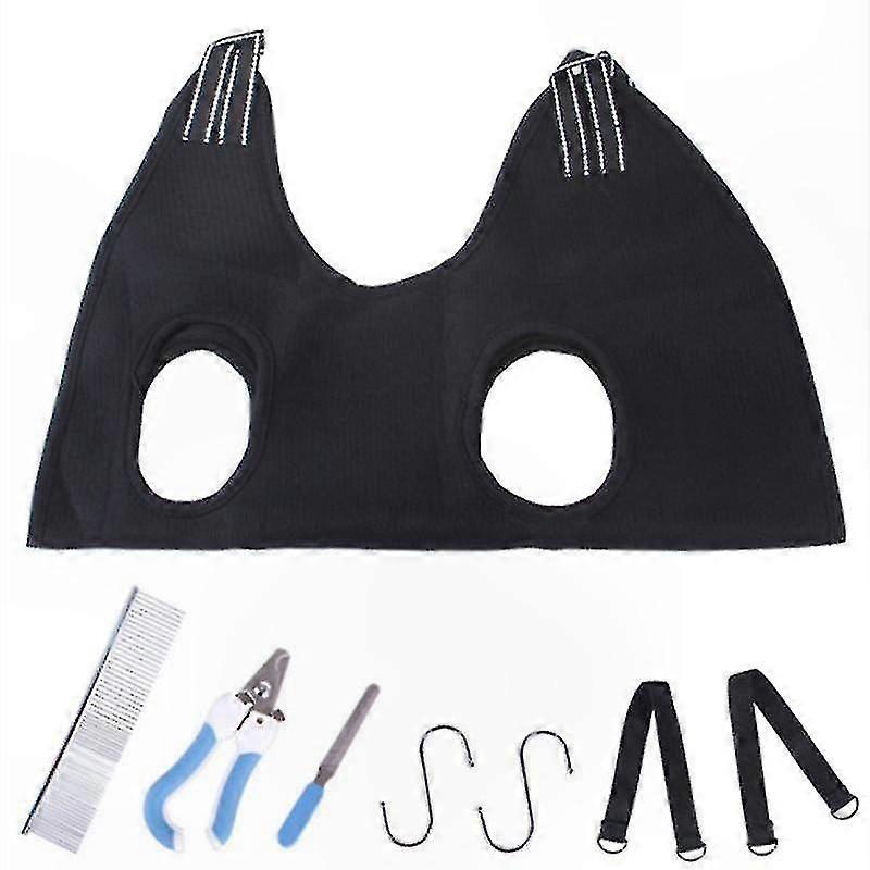 Adjustable Dog Grooming Sling with Nail Care Tools, Breathable Hammock Restraint Bag, Includes Clippers, Trimmer, File, and Comb for Pet Comfort