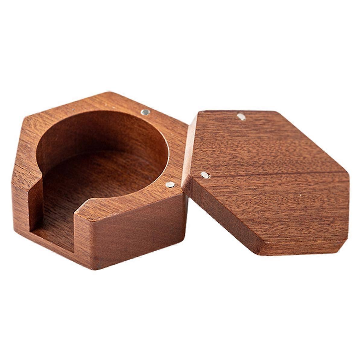 Round Espresso Sapele Wood Storage Solid Wood Filter Paper Storage Base 58/53/51mm Universal