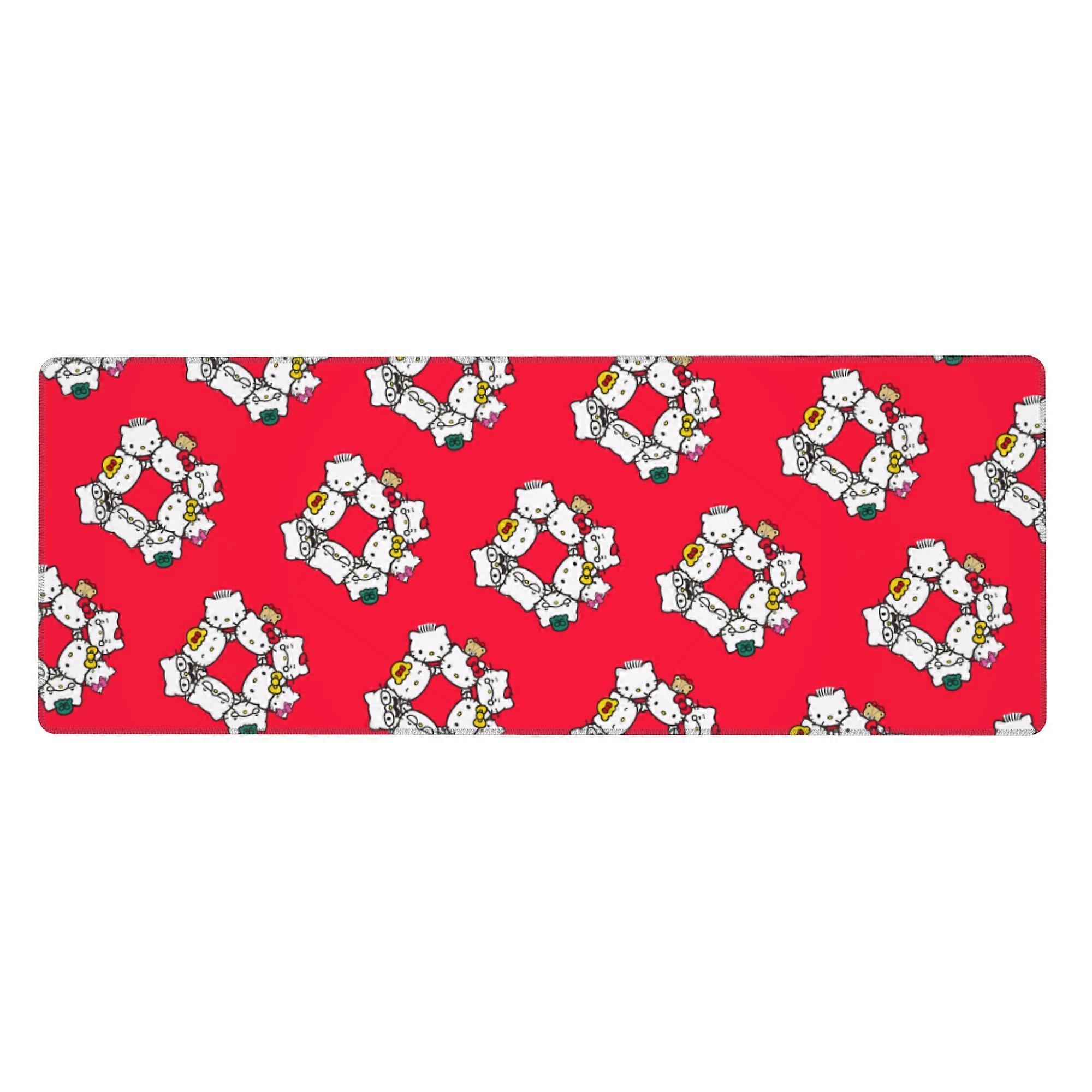 Hello Kitty Extra Large Rubber Keyboard Pad Square Waterproof Desk Pad Suitable for Desktop Decoration Desk Accessories 12x31.5in (Horizontal)