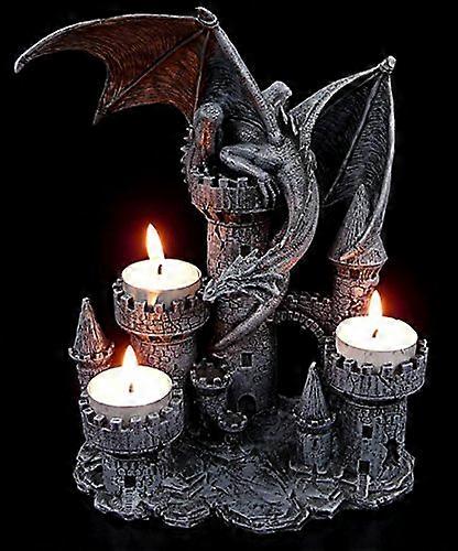Tea Light Holder With Four Castle Towers Dragon Decor