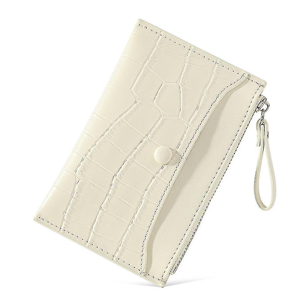Hair Combs Ultra-thin Multi-card Slot Pu Card Bag Short Ladies Coin Purse Creamy-white