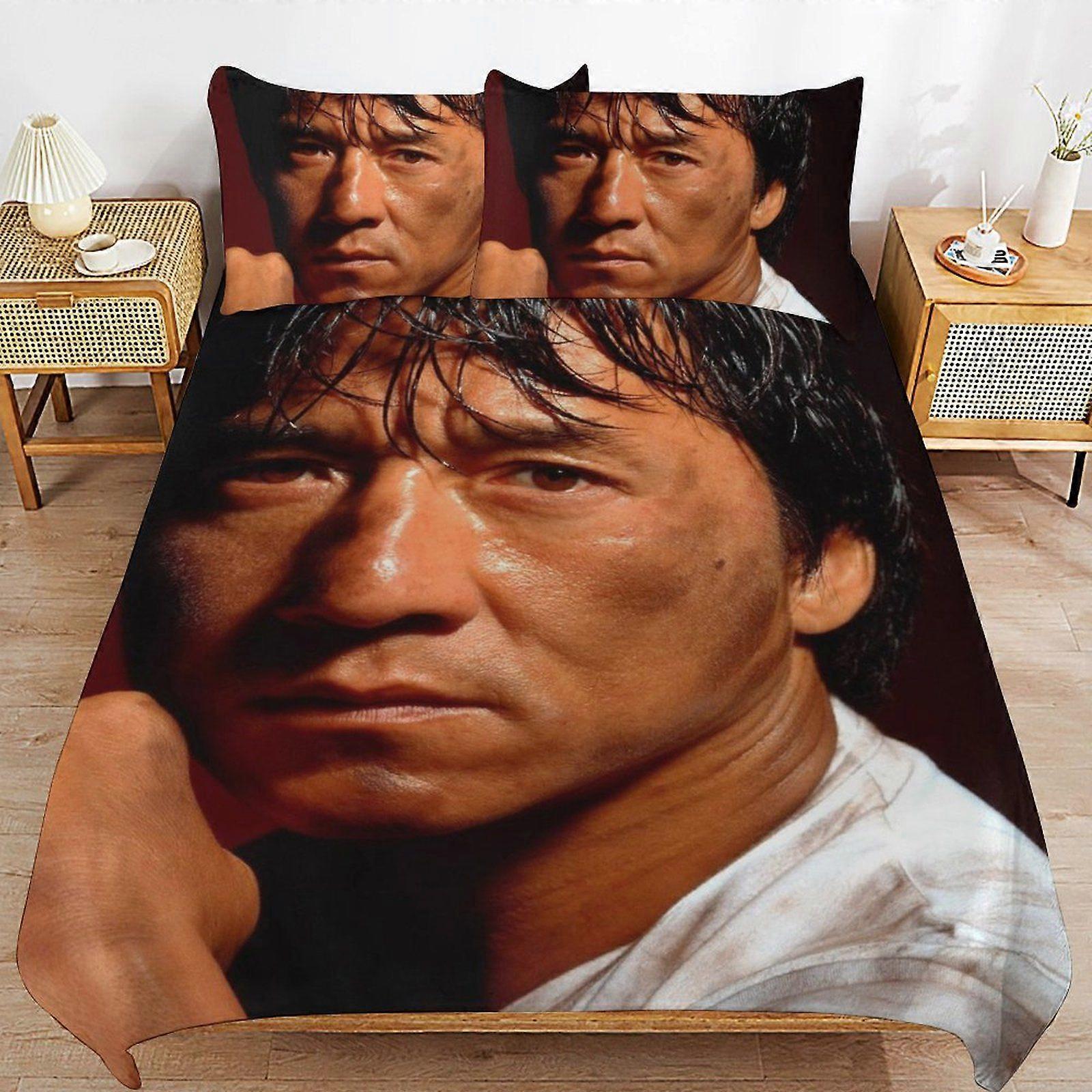 u24 Jackie Chan Long Thread Comfort Soft Zipper Closure Functional Fit Bedding Duvet Cover Sets for Restful Sleep n24