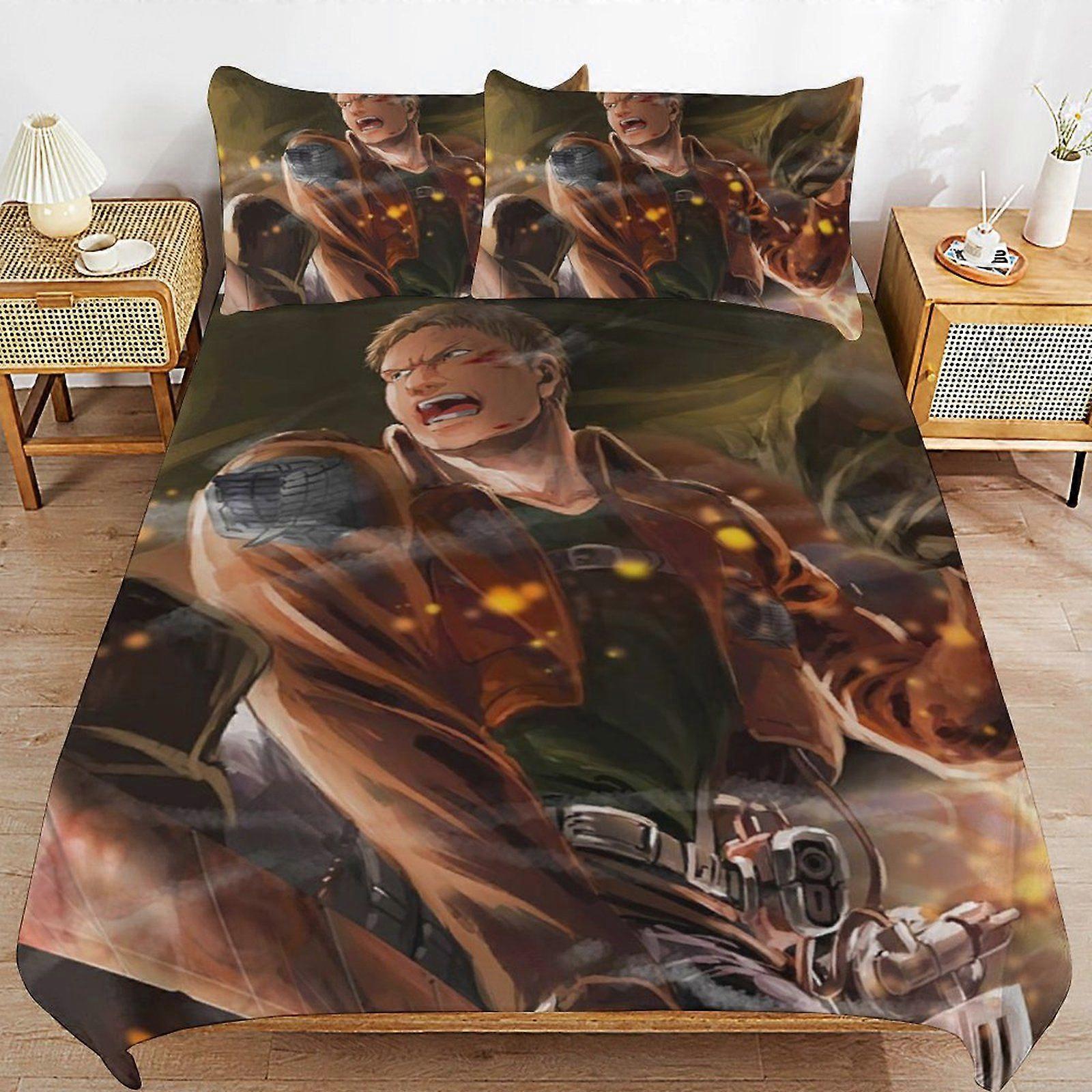 r135  Attack on Titan Home Friendly Soft Touch Long Lasting Thread Design Zipper Duvet Cover Sets Use Pattern s135