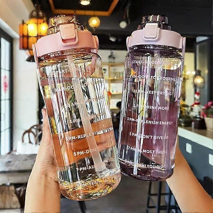 Plastic 2 L Capacity Water Bottle Transparent With Time Marker, Leak Proof, Break Proof, For Office And College
