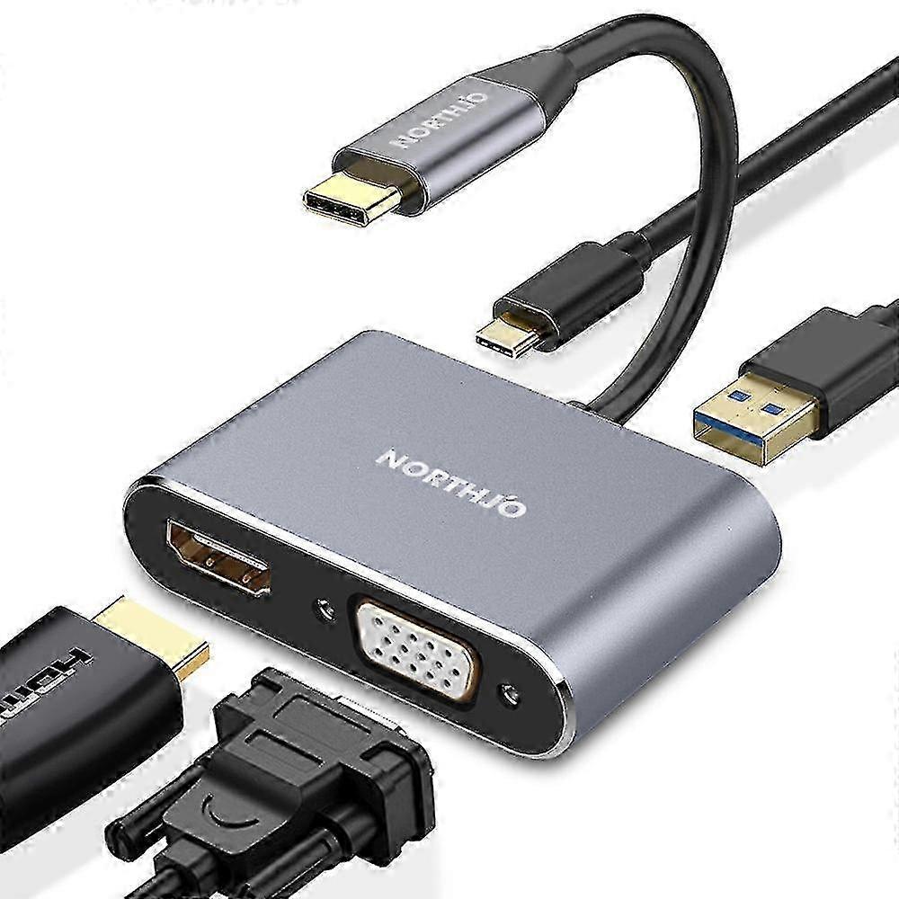 Usb C To Hdmi Vga Adapter Type C Hub With 4k Hdmi Vga