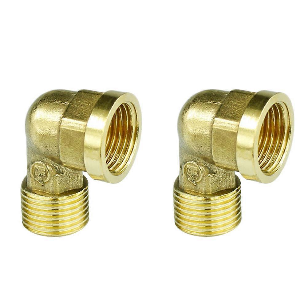 2PCS/Set Hose Elbow Connector 90 Degree Brass Hose Elbow(4 Inside And Outside Wire)