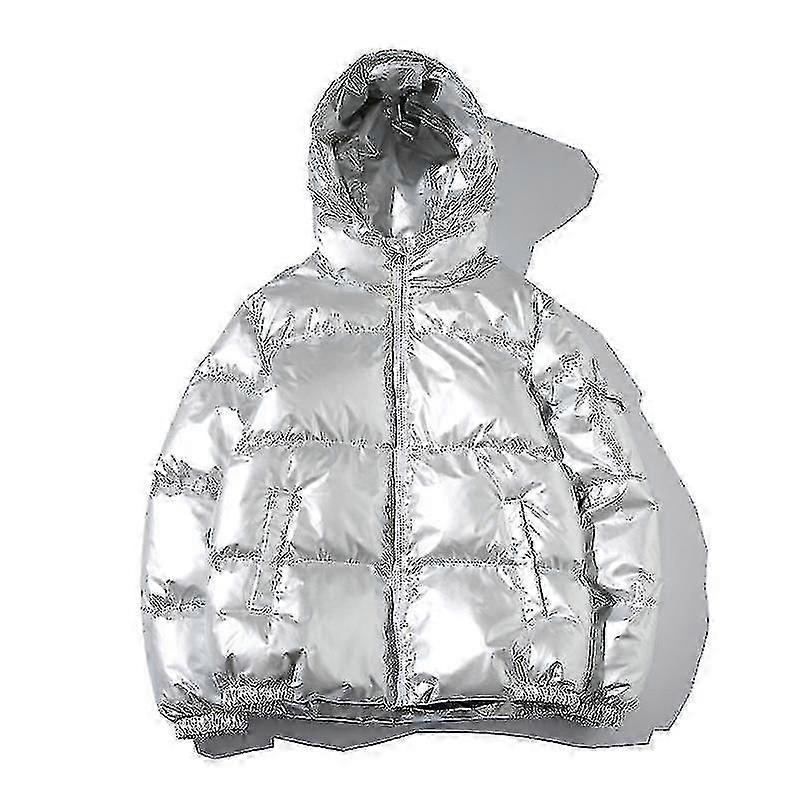 Heren Glossy Puffer Jacket Metallic Shiny Donsjas