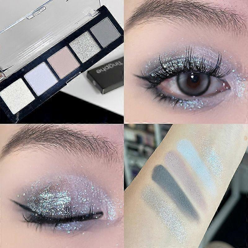 Gothic Style Black and Red Five-color Eyeshadow Palette Pearl Burst Flash Cool Dark System Cos Smoky Gray and Blue Eyeshadow Palette