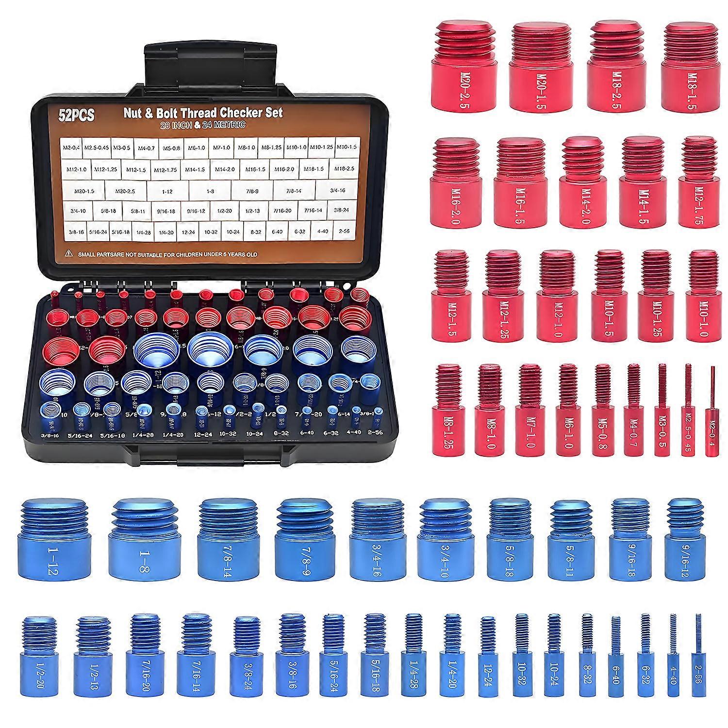 Accuracy Thread Measure Set 52PCS SAE STANDARD Criteria Screw Screw Inspection Permanent Dense Case Multicolor