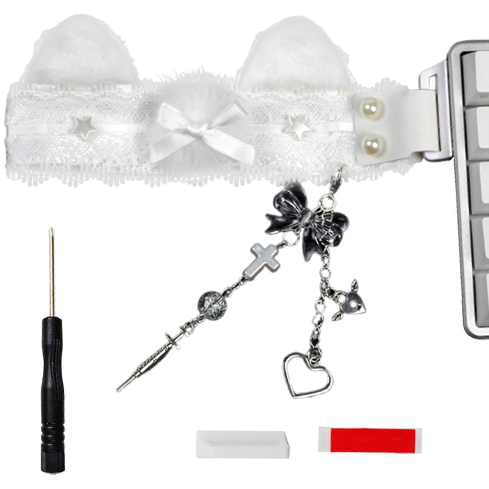 Additional Cotton Trim Keycap Decoration With Removable Enchantments Quick Arrange For PC Laptop Tailoring  White