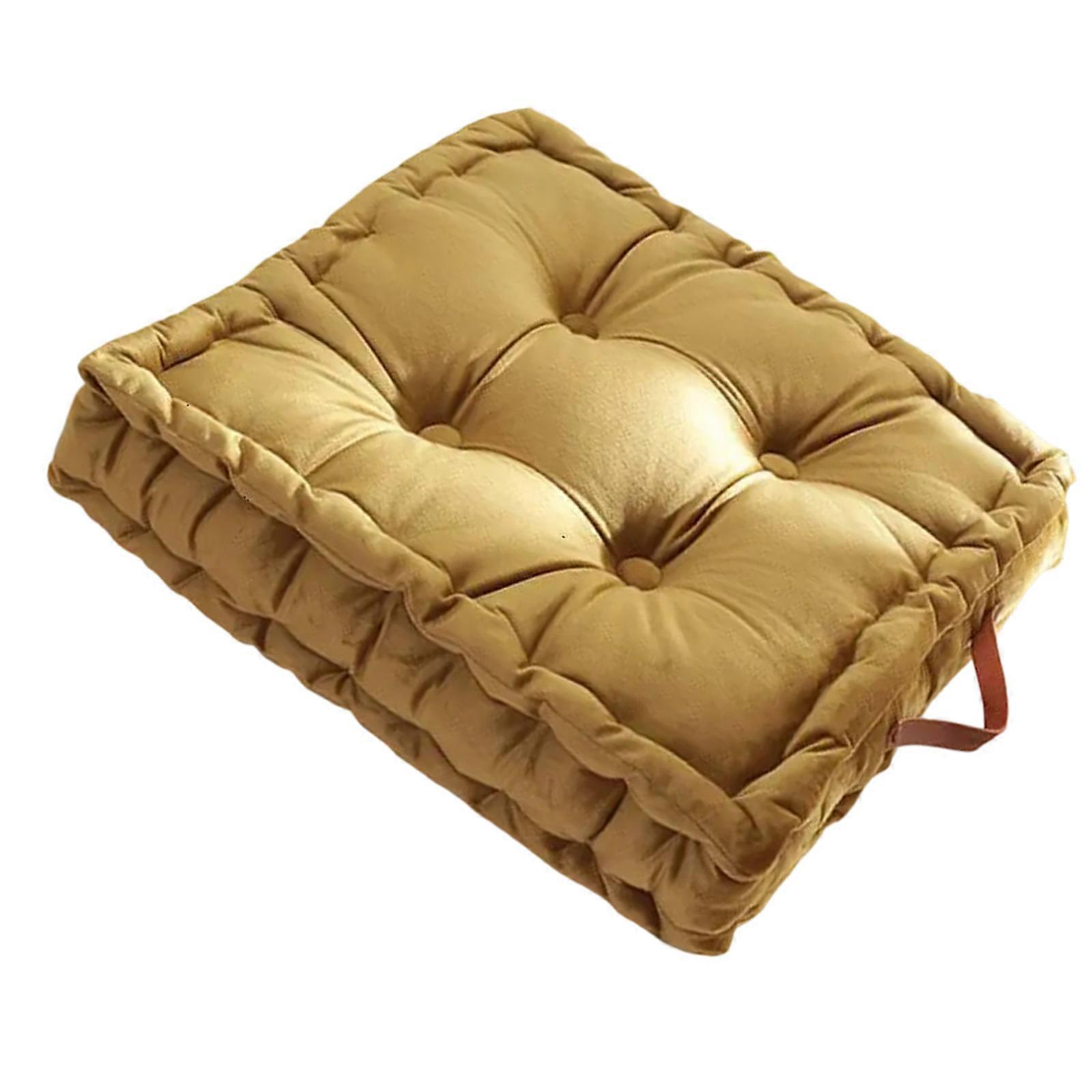 Comfortable Thick Square Seat Pad In Modern Optional Color For Dining Chairs And Office Seating With Slip Proof Base  turmeric