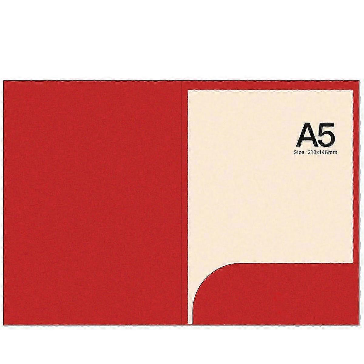 Pocket Folder L Shaped Folder Bevel Design Built in Pocket Convenient Put Paper FolderSingle Plug Red