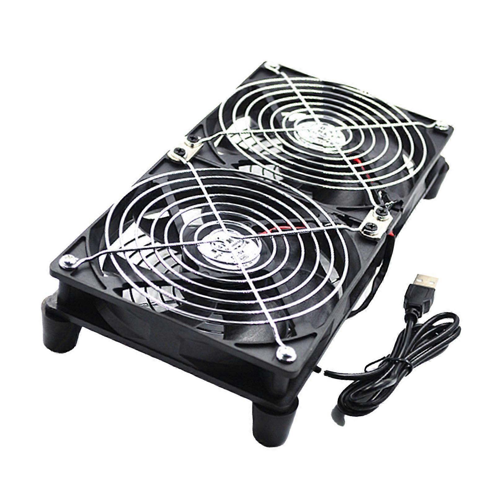 120mm 5V Double USB Powered PC Router Fans With Speed Controller High Airflow Cooling Fan for Router Modem Receiver Multicolor