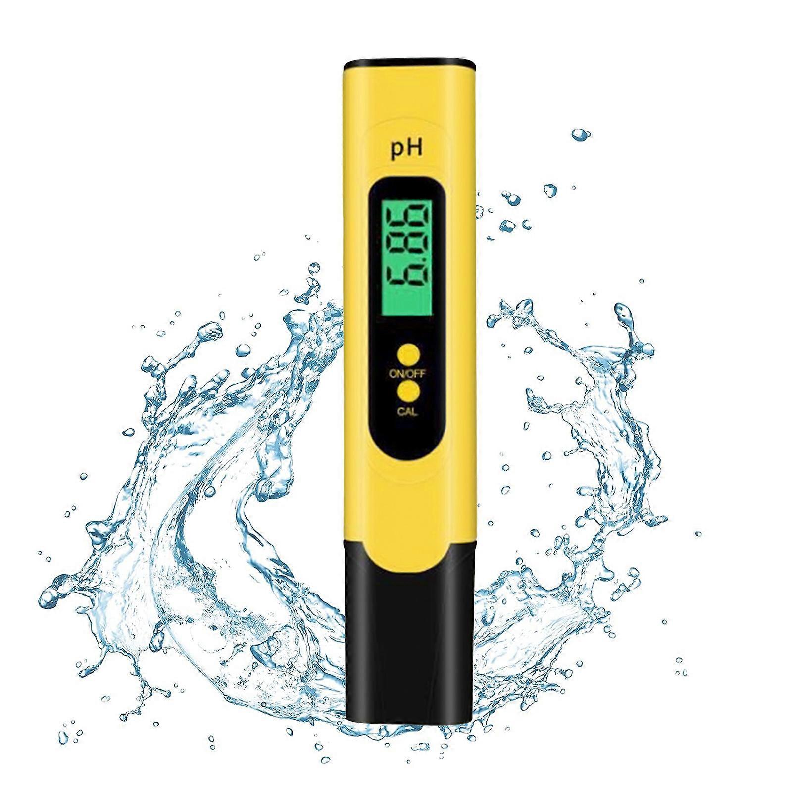 PH Meter Digital, PH Pen Water Tester Portable with Calibration Solution 0-14PH for Drinking Water Hydroponics  Yellow