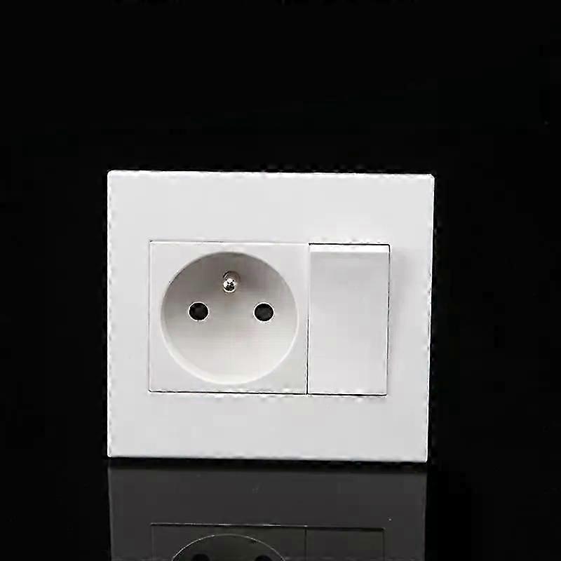 Grounded Single Port Power Adapter with Switch Wall Receptacle 16 Amp Electrical Outlet with 86 Type Wall Plate in White